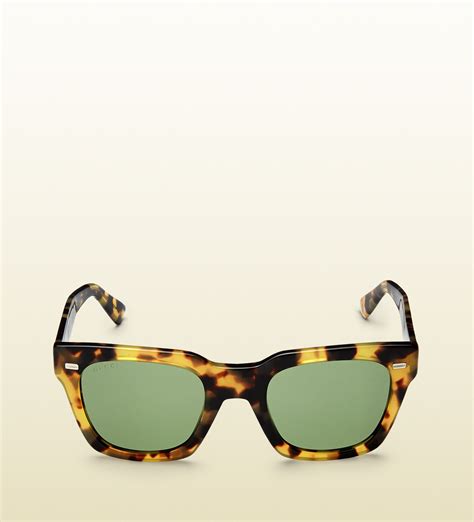 gucci gg0219o acetate shiny iridiscent green havana|Gucci Polarized Square Havana Acetate Sunglasses.